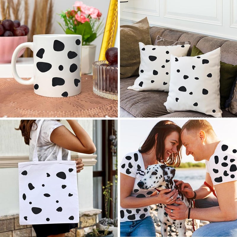weizedm 15 Sheets Black Adhesive Felt Circles Pads, 360Pcs Irregular Felt Pads Spotty Dog Style Sticker Dalmatian Costume Spotty for Halloween DIY Art Crafts Projects Costume Holiday Decoration - Image 5